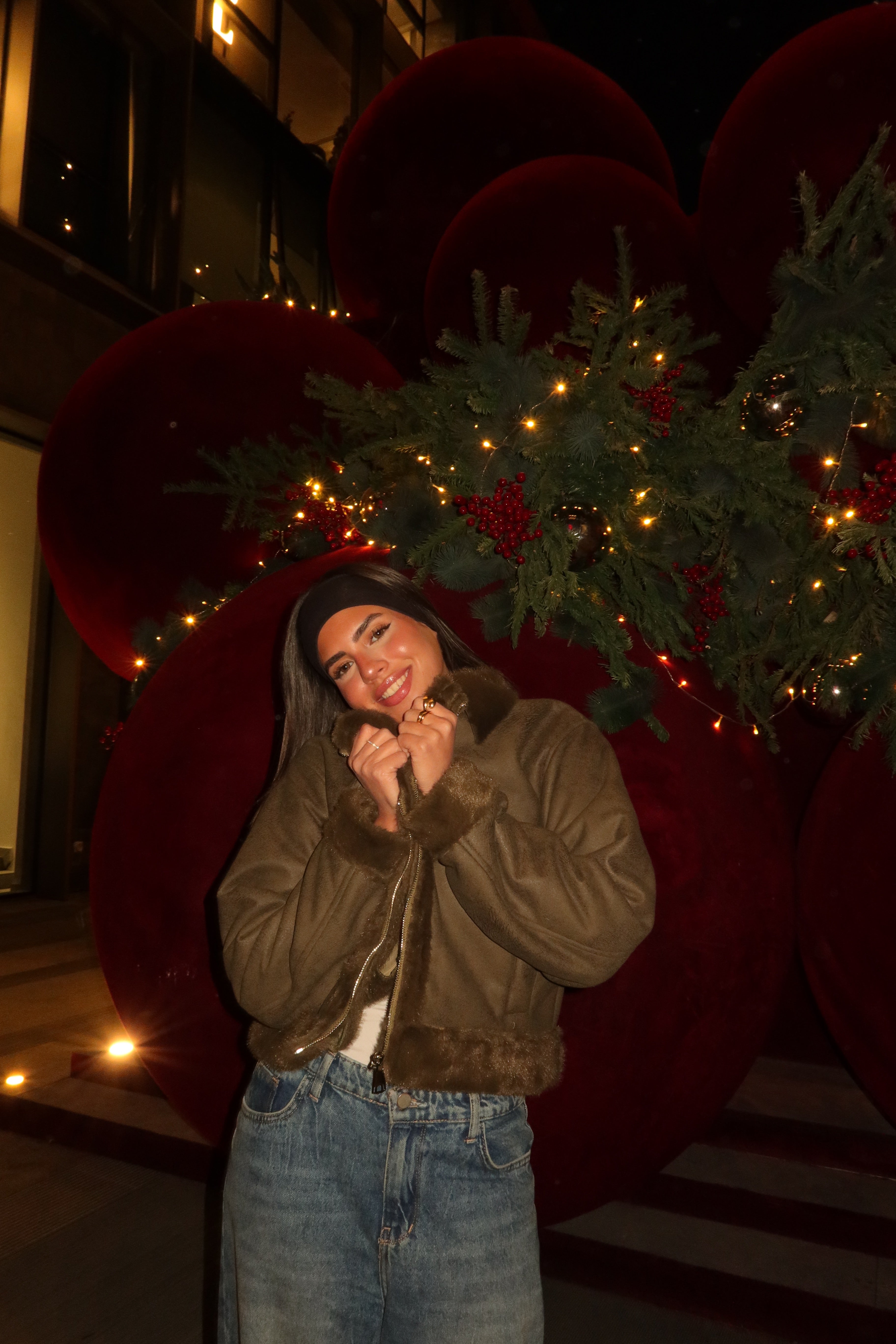 Faux fur leather jacket