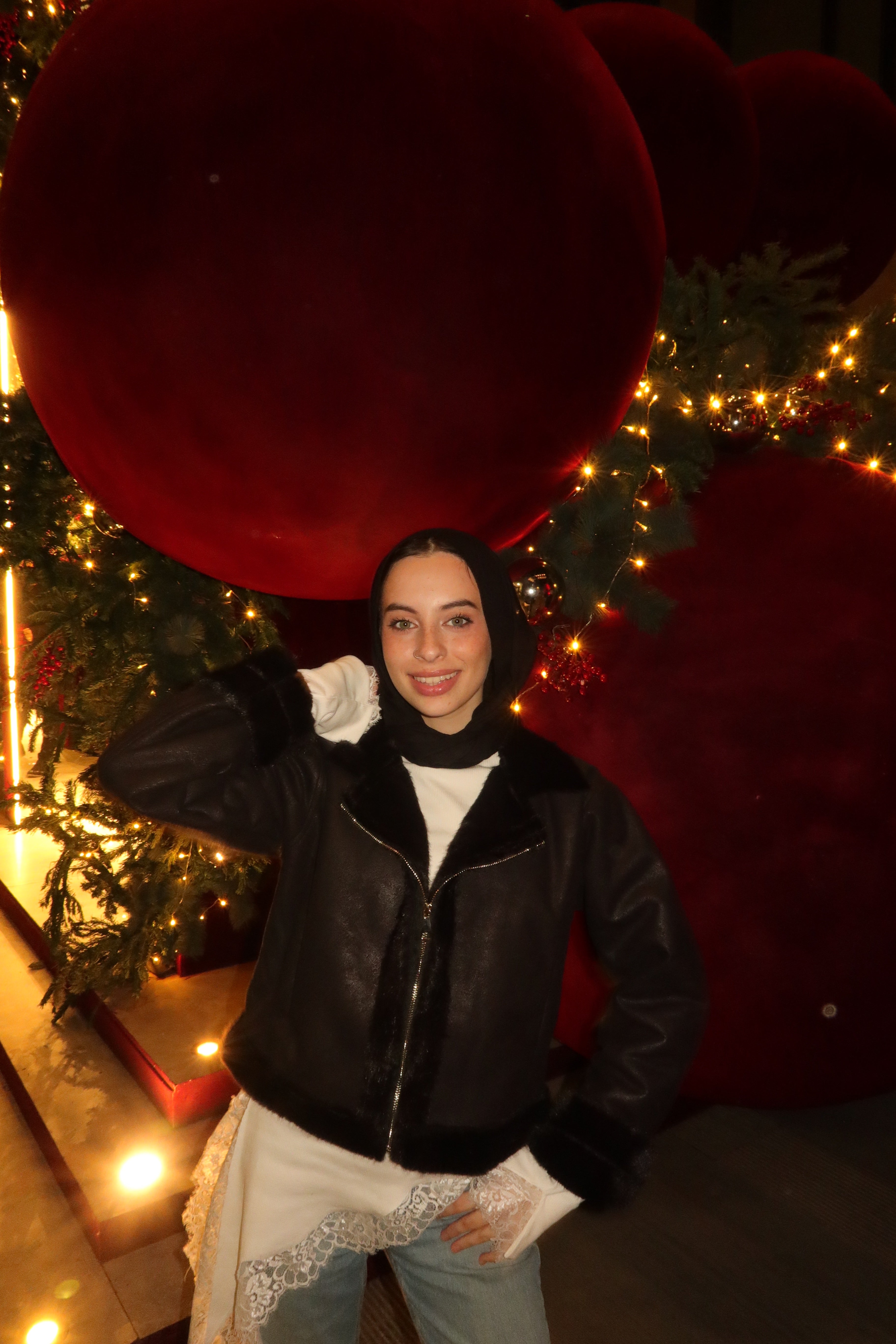 Faux fur leather jacket